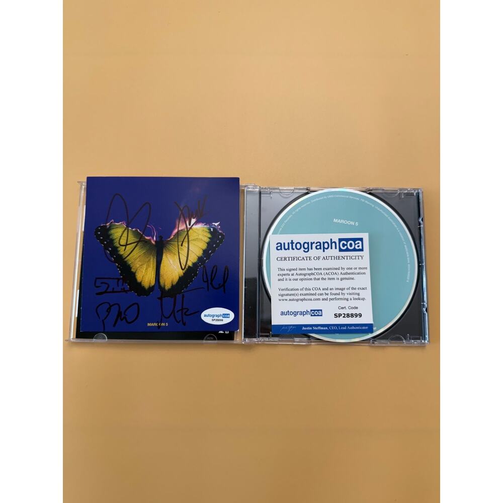 Maroon 5 Love Is Like GROUP SIGNED CD Adam Levine Autograph ACOA SP28899
